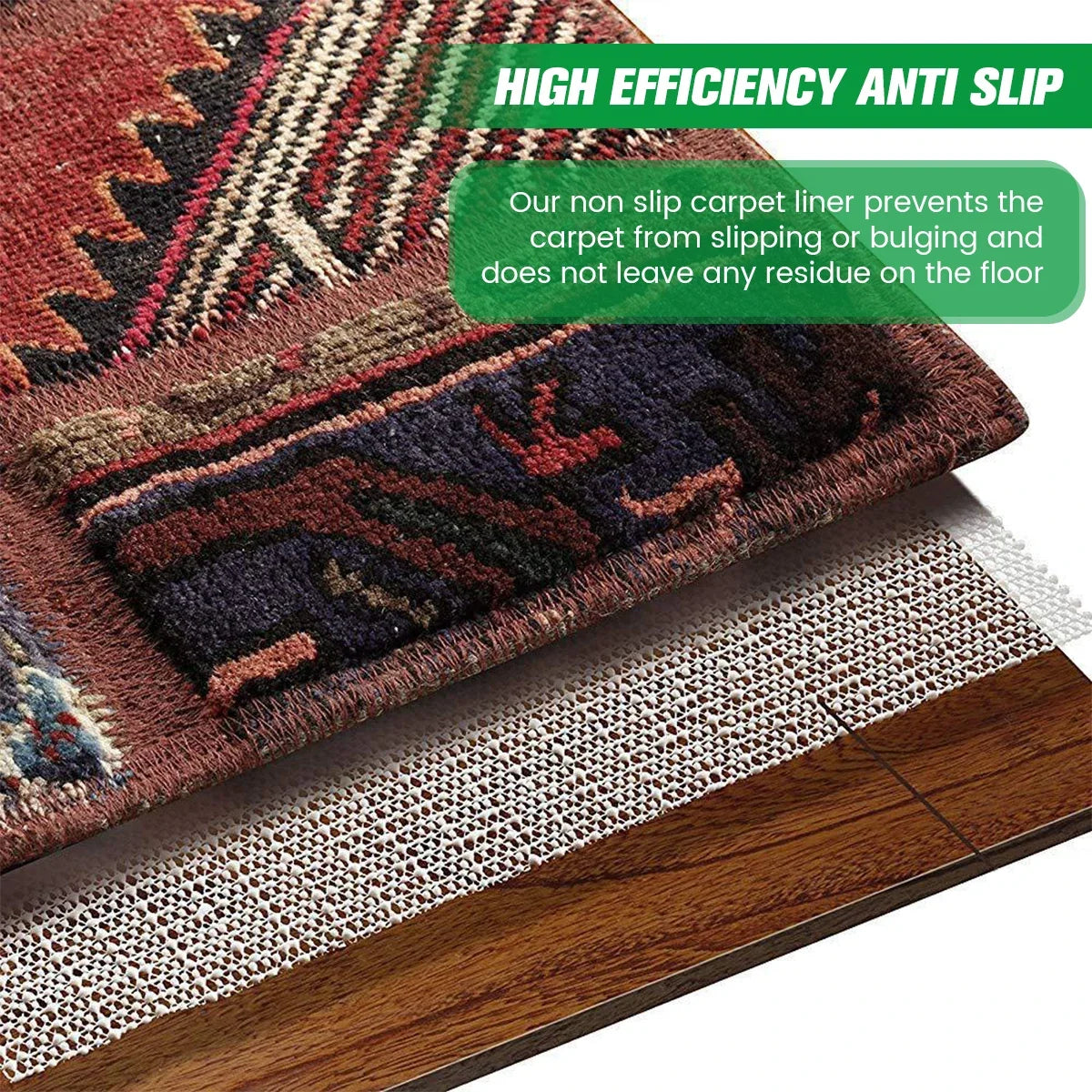 PVC Rug Pad, Solid White Carpet Underlay, Two Cut-to-Size Options for Bathroom and Home Lining - product view 4