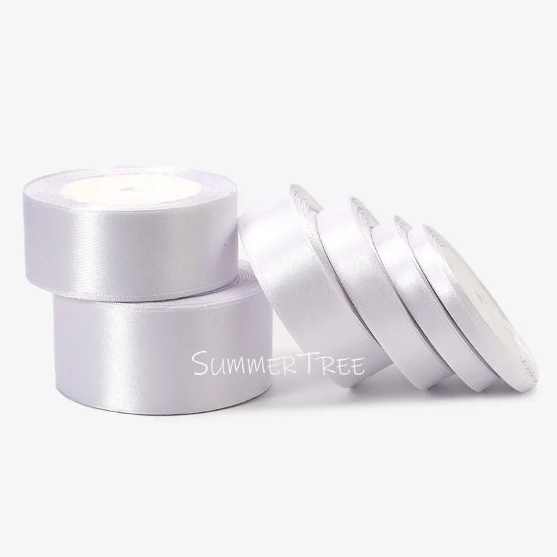 Satin Gift Ribbon, 25 Yards per Roll, Single-Face Polyester, Solid Color, 6–50 mm Widths for Wrapping and DIY Crafts - product view 3