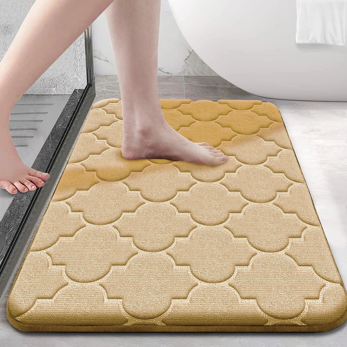 Memory Foam Bath Mat, Soft Suede Bathroom Rug, Anti-Slip Water-Absorbent Machine-Washable Floor Mat, 3 Sizes - product view 5