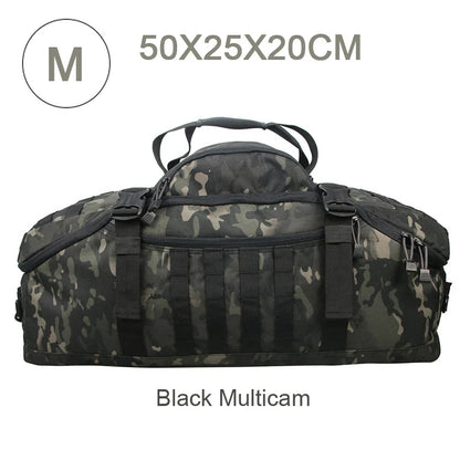 80L Tactical Duffel Backpack, Nylon Travel and Camping Bag with MOLLE System, Adjustable Carrying Options and M, L or XL Sizes - product view 3