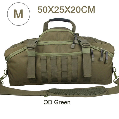 80L Tactical Duffel Backpack, Nylon Travel and Camping Bag with MOLLE System, Adjustable Carrying Options and M, L or XL Sizes - product view 4