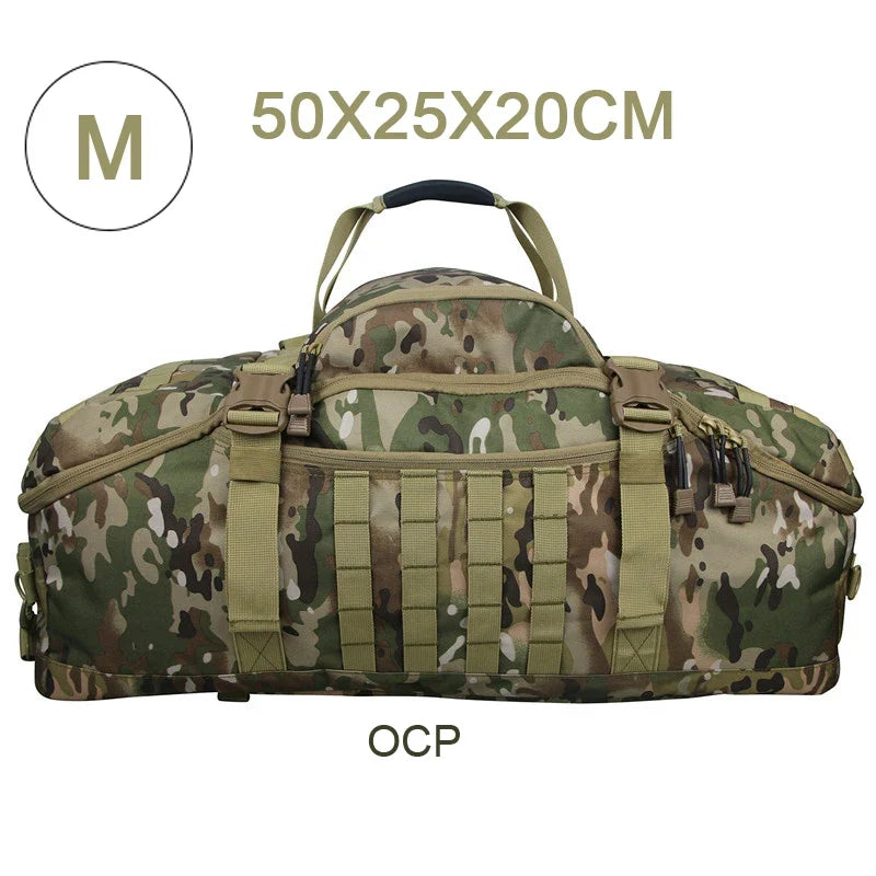 80L Tactical Duffel Backpack, Nylon Travel and Camping Bag with MOLLE System, Adjustable Carrying Options and M, L or XL Sizes - product view 5