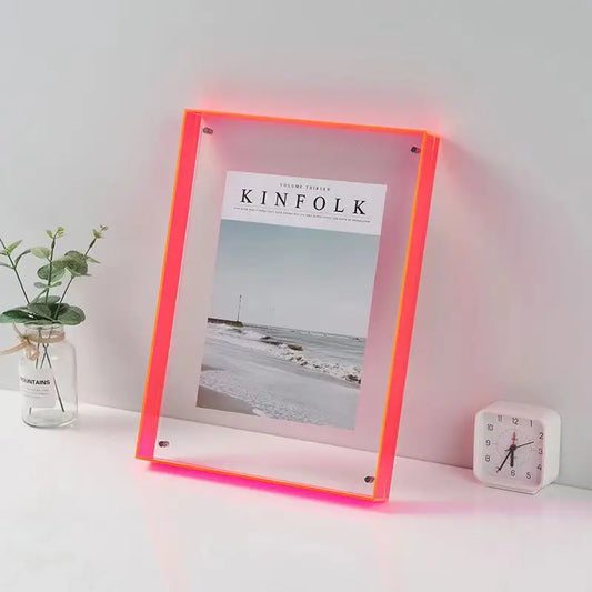 Acrylic Floating Frame, Colorful Rectangle Photo Display, Blank Poster Frame in 7 Sizes - product view 1