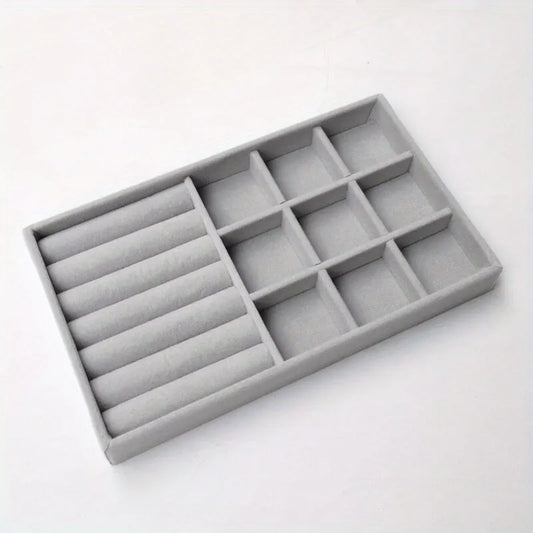 Velvet Trinket Tray, Jewelry Display Organizer for Rings, Earrings, Necklaces and Bracelets, Portable 21 × 12.3 × 2.5 cm - product view 1