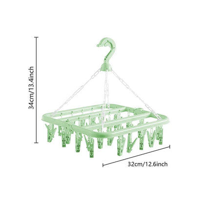 Hanging Clothes Drying Rack, Reusable Laundry Hanger with 8 or 32 Clips for Socks, Underwear, Bras and Small Garments - product view 4