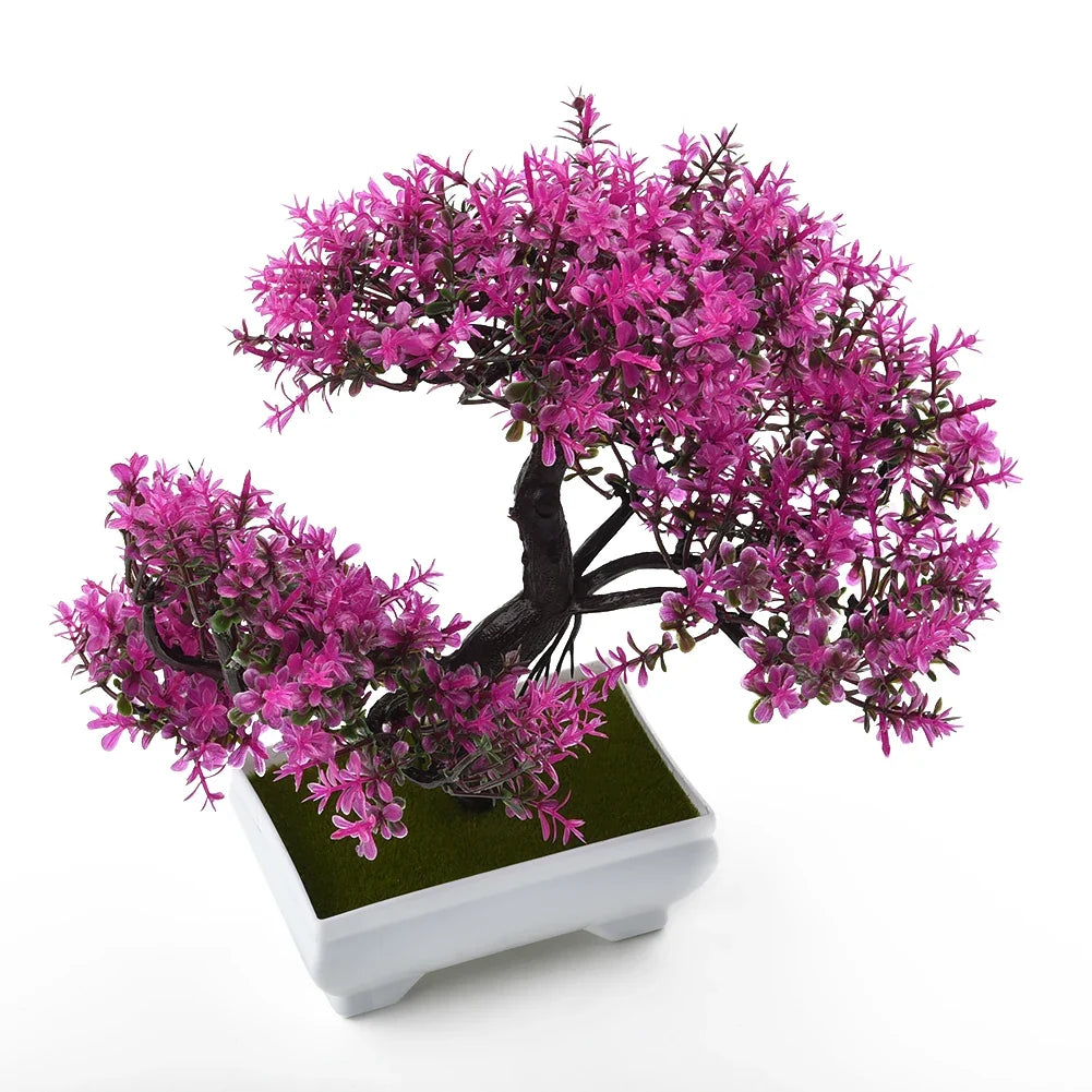 Artificial Bonsai Plant with Pot, 18cm Plastic Faux Tree, 25cm Diameter, Low-Maintenance Table Décor in Four Colors - product view 6