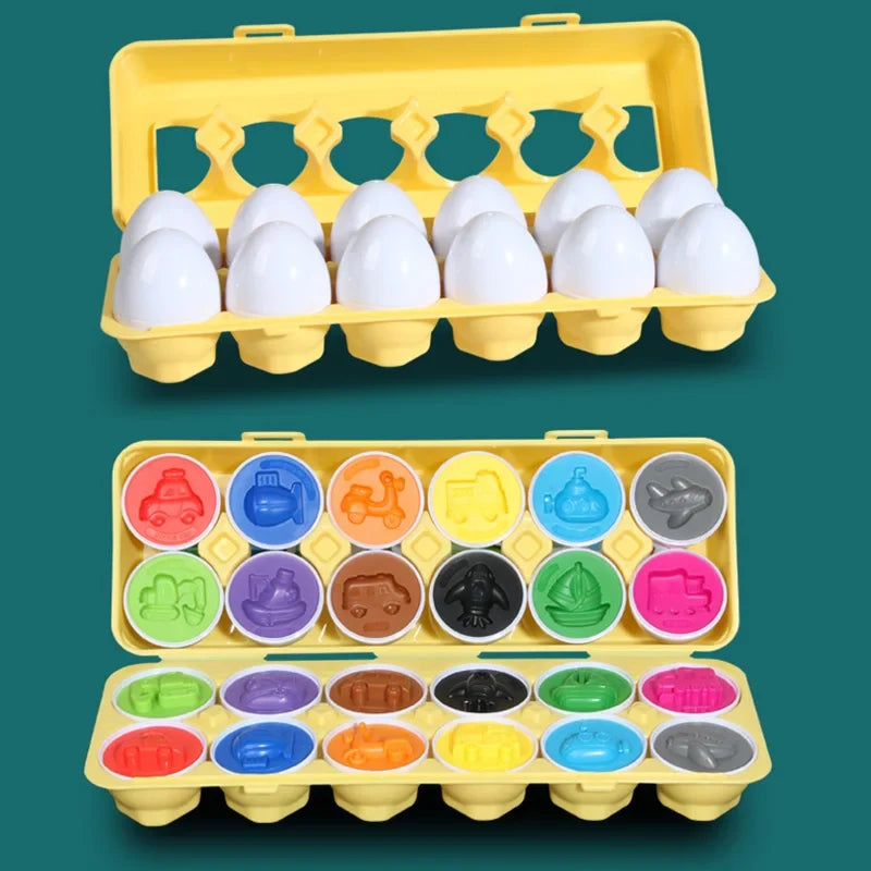 Easter Egg 3D Shape Matching Puzzle Toy, Montessori-Style Learning Game with Number, Dinosaur, Fruit and Transport Themes - product view 6