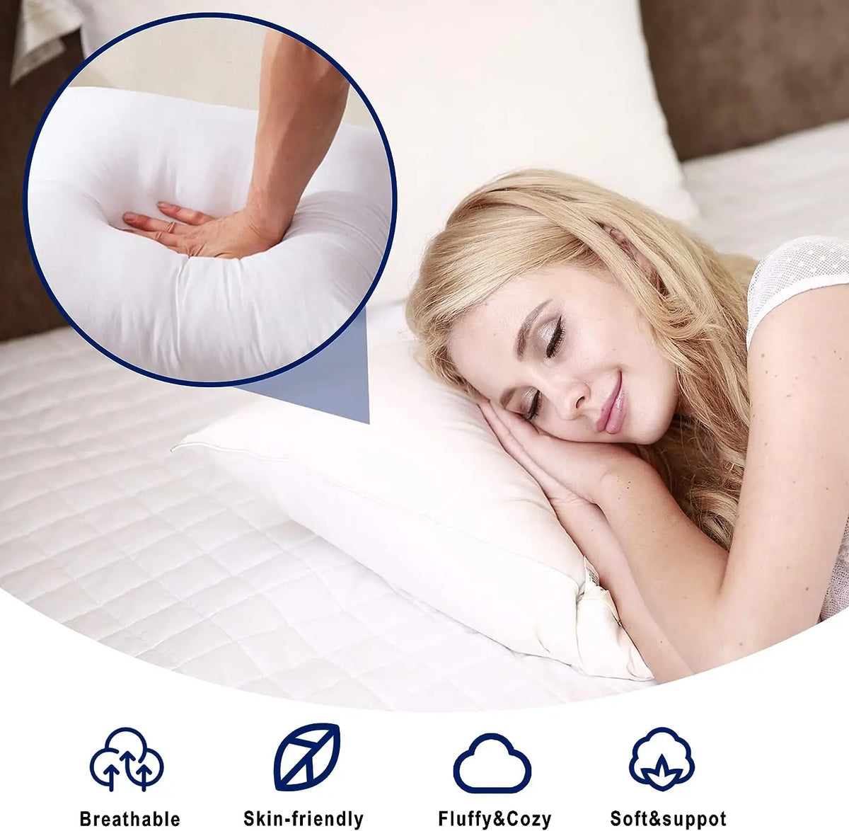 45x45 cm Cotton-Filled Square Throw Pillow Insert, Soft Polyester Cotton Cushion Core for Bed, Sofa and Seat Décor - product view 5