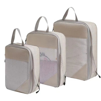 Compression Packing Cubes, Expandable Reusable Fabric Travel Organizer Set with Shoe Bag and Multiple Sizes for Suitcases - product view 1