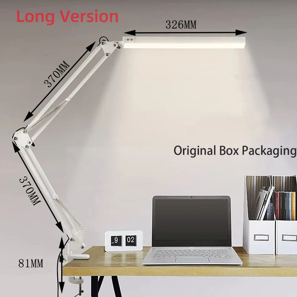 LED Clamp Desk Lamp, 10W Swing Arm Light, Dimmable with 10 Brightness Levels and 3 Lighting Modes, 5V AC - product view 3