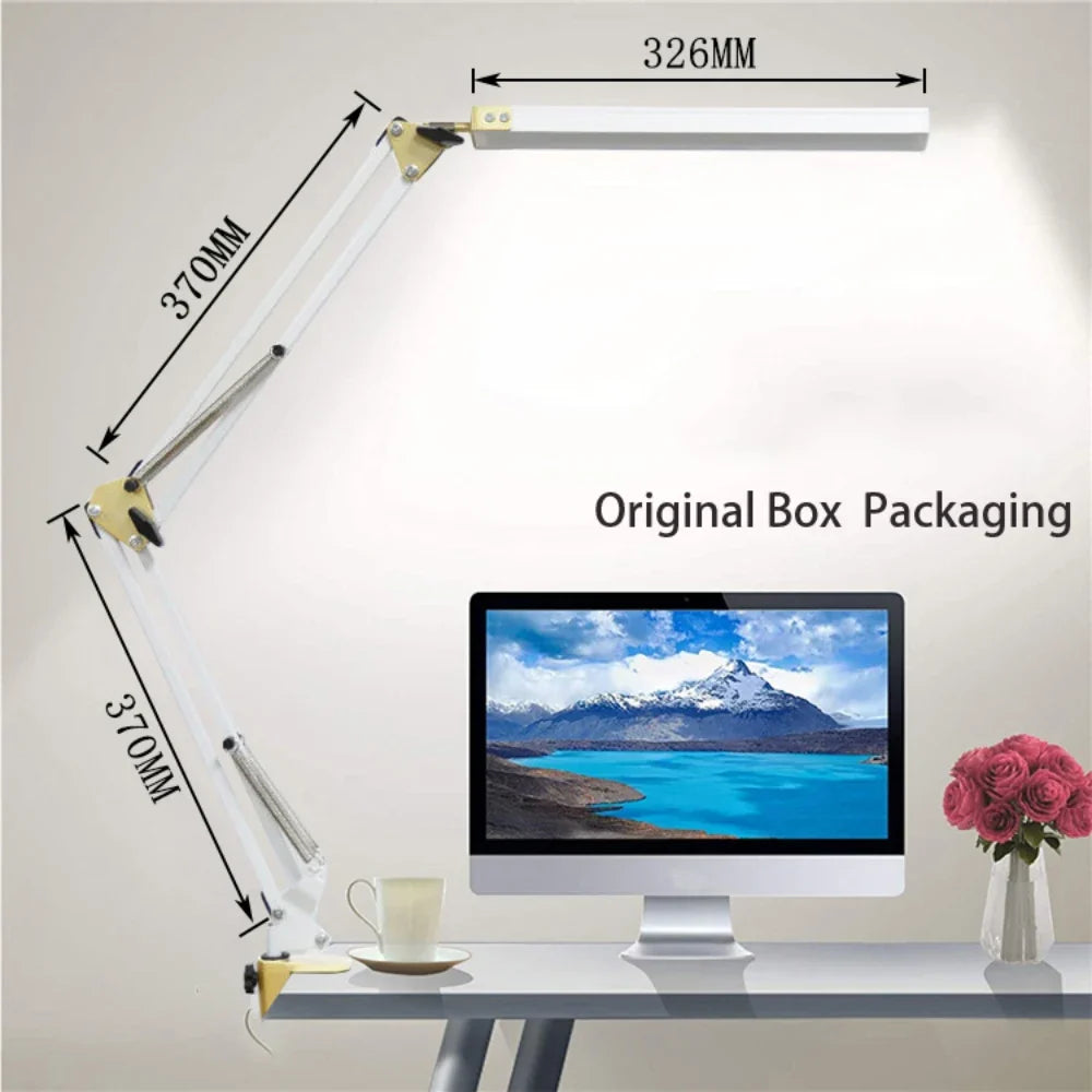 LED Clamp Desk Lamp, 10W Swing Arm Light, Dimmable with 10 Brightness Levels and 3 Lighting Modes, 5V AC - product view 4