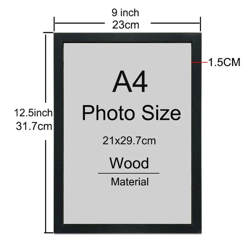 Classic Wooden Picture Frame, A4 8x12in Rectangular Photo and Certificate Frame for Wall or Desktop Display - product view 1