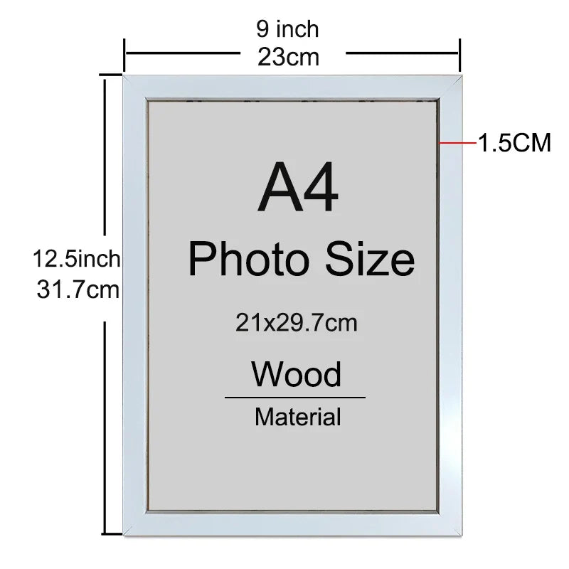 Classic Wooden Picture Frame, A4 8x12in Rectangular Photo and Certificate Frame for Wall or Desktop Display - product view 4