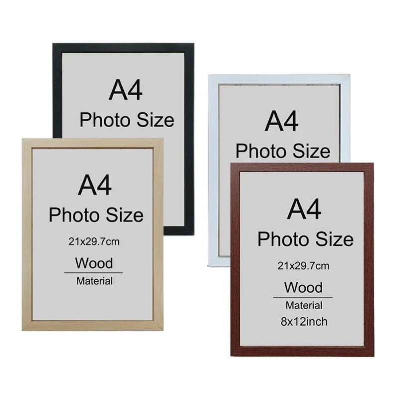 Classic Wooden Picture Frame, A4 8x12in Rectangular Photo and Certificate Frame for Wall or Desktop Display - product view 5