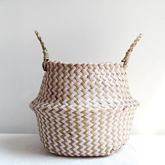 Handwoven Garden Harvest Basket, Collapsible Wicker Flower Basket with Natural Straw Design, 3 Sizes for Storage and Plants - product view 1