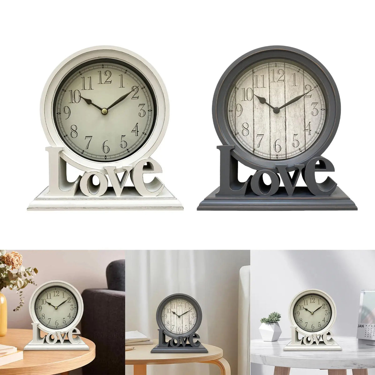 Round Mantel Clock, Silent Decorative Desk Clock with Circular Plastic Case for Living Room, Bedroom or Office - product view 6