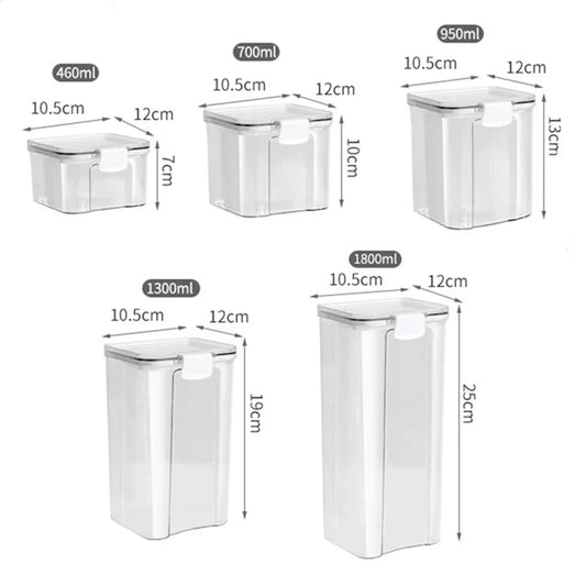 Airtight Cereal Container, Sealed Storage Jar with Silicone Ring, 460–1800 mL Sizes, Stackable Kitchen Organizer in Two Cover Colors - product view 1