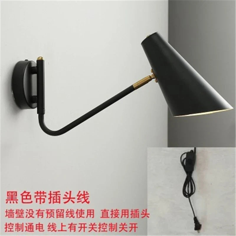 Plug-In Swing Arm Wall Sconce, Modern Forged Iron LED Lamp with E27 Base and Knob Switch for Bedroom - product view 2