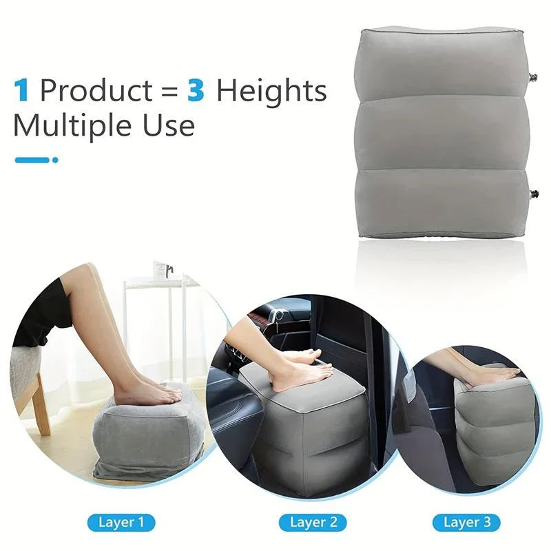 Inflatable Foot Rest Pillow, Adjustable Three-Layer Air Cushion for Travel, Office, Airplane, Car and Home, Options 1 and 2 - product view 4