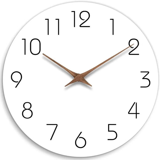 Modern Wooden Mantle Clock, Silent Quartz Movement, Battery Powered, Circular 12-Inch or 10-Inch Wall Clock - product view 1