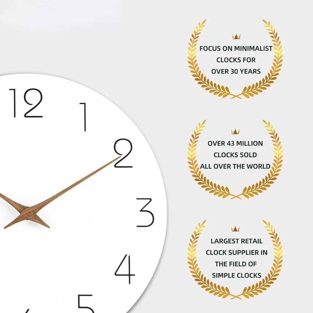 Modern Wooden Mantle Clock, Silent Quartz Movement, Battery Powered, Circular 12-Inch or 10-Inch Wall Clock - product view 3