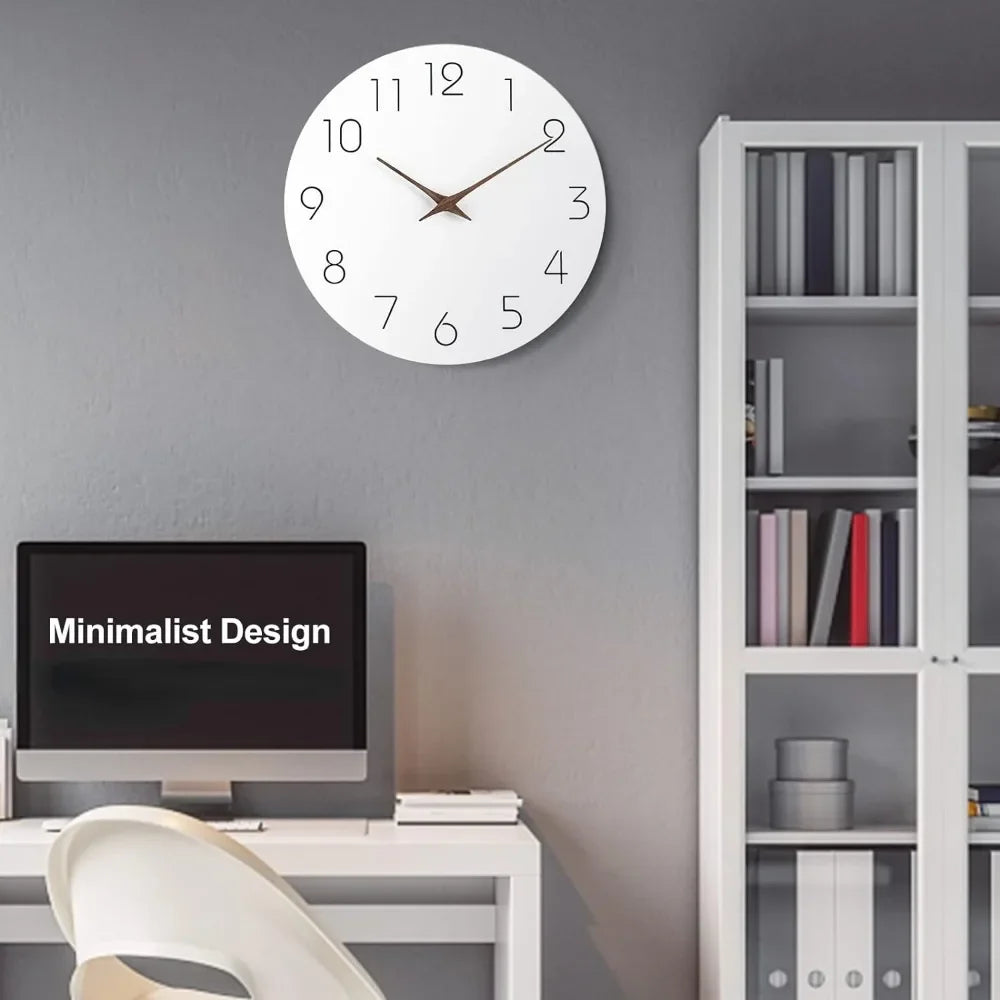 Modern Wooden Mantle Clock, Silent Quartz Movement, Battery Powered, Circular 12-Inch or 10-Inch Wall Clock - product view 6