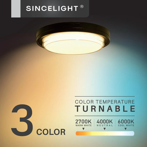 LED Outdoor Ceiling and Wall Light, 18W 3CCT Color-Selectable, 110–240V, 222mm Modern Bulkhead for Home and Garden - product view 1