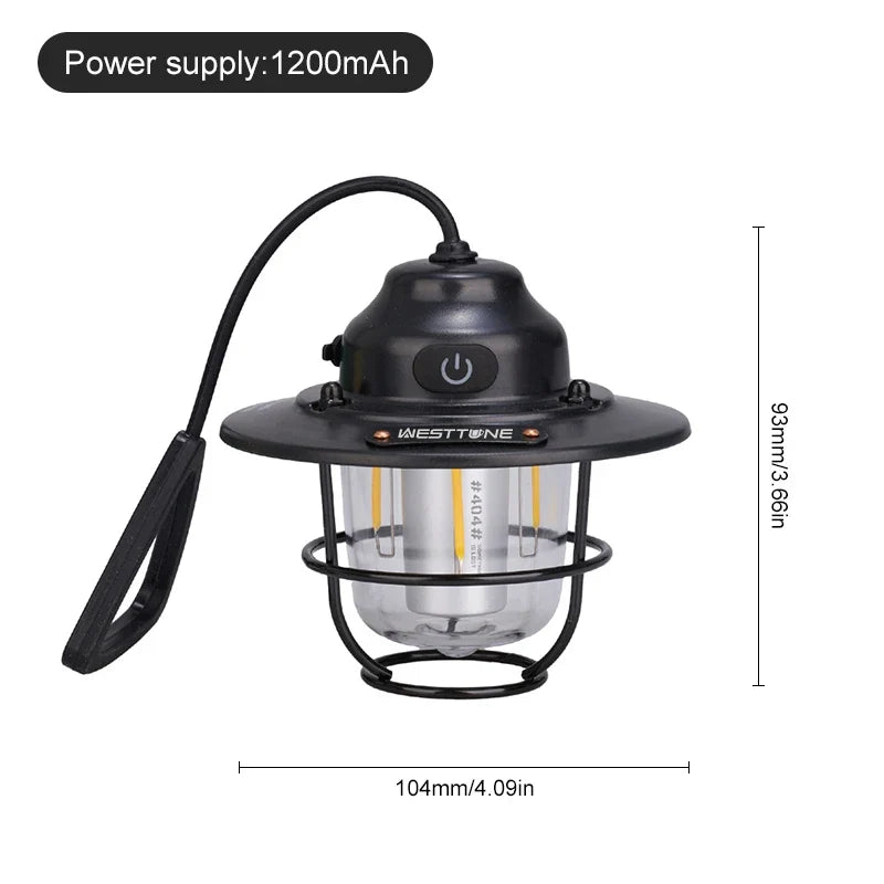 Camping Lantern, Rechargeable 1200 mAh Hanging Tent Light, 4 Lighting Modes, Type-C Charging, IPX4 Waterproof - product view 1