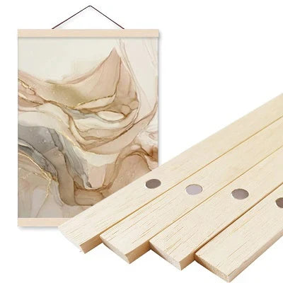 Magnetic Wooden Poster Frame, Rectangle Wall Hanger for Canvas and Prints, Teak, Pine, Black or White Wood, 4 Sizes - product view 2