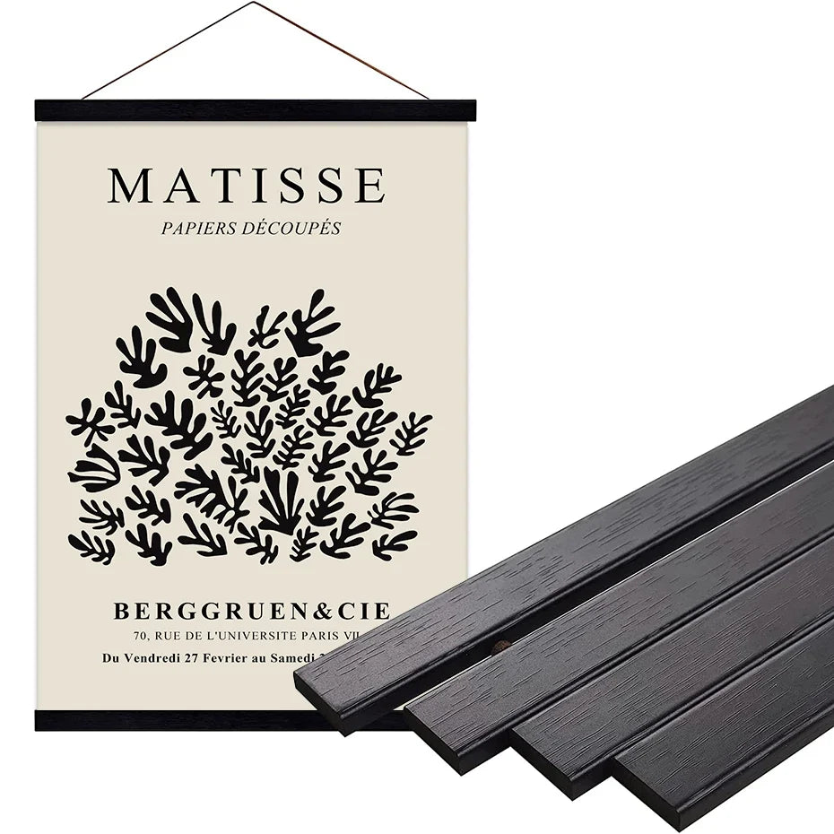 Magnetic Wooden Poster Frame, Rectangle Wall Hanger for Canvas and Prints, Teak, Pine, Black or White Wood, 4 Sizes - product view 3