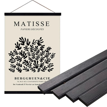 Magnetic Wooden Poster Frame, Rectangle Wall Hanger for Canvas and Prints, Teak, Pine, Black or White Wood, 4 Sizes - product view 3
