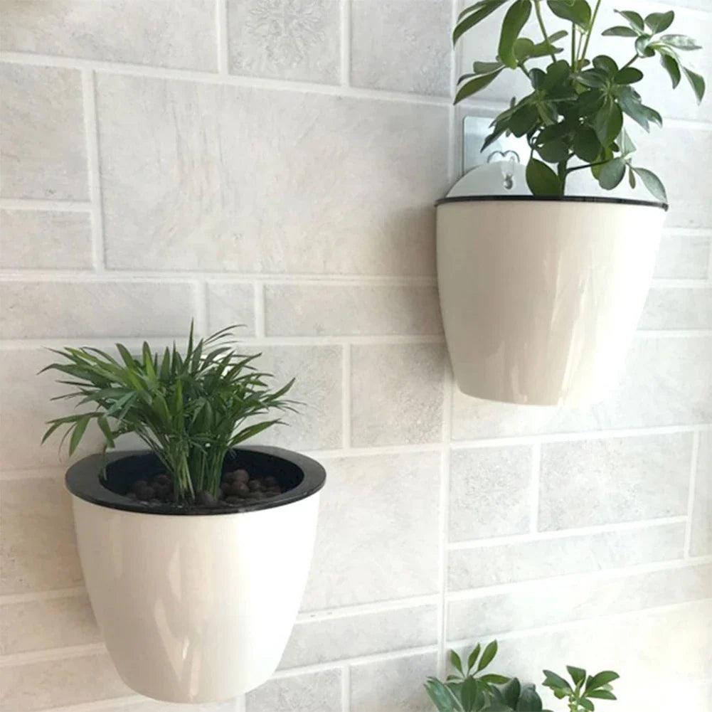 Hanging Balcony Planter, Wall-Mounted Plastic Pot with Inner Basket, Hanging Holes, Soil or Hydroponic Growing for Home and Office - product view 2