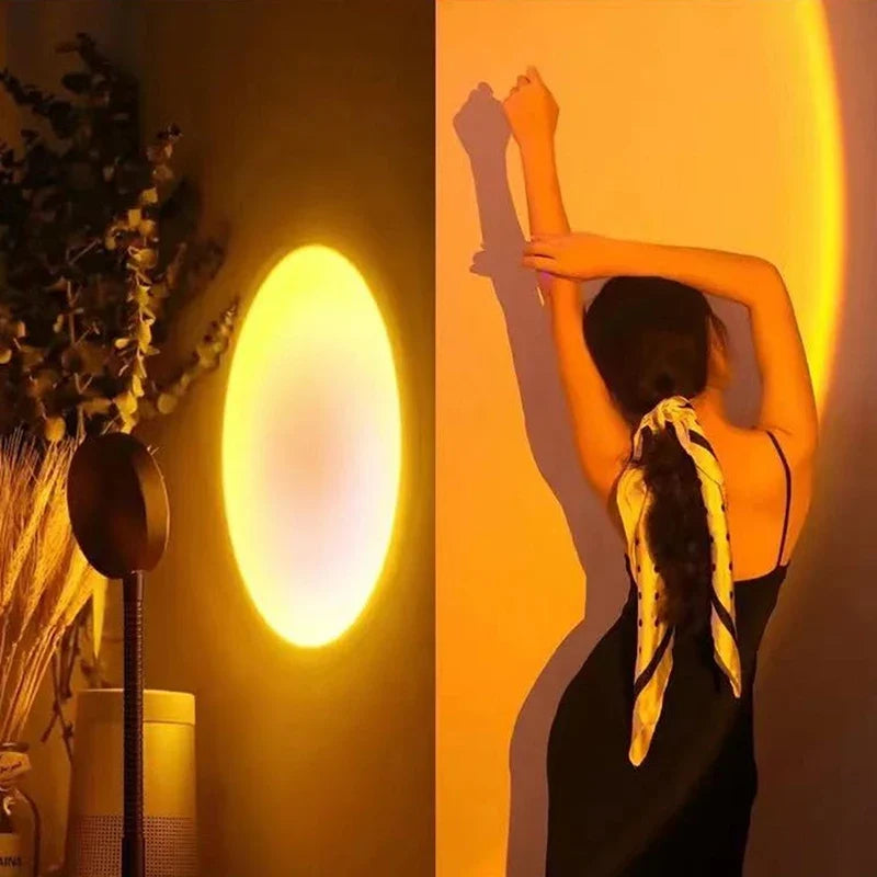 USB Sunset Projection Lamp, 5W Rotating LED Mood Light with Foldable Tripod for Bedroom, Photography and Décor - product view 2