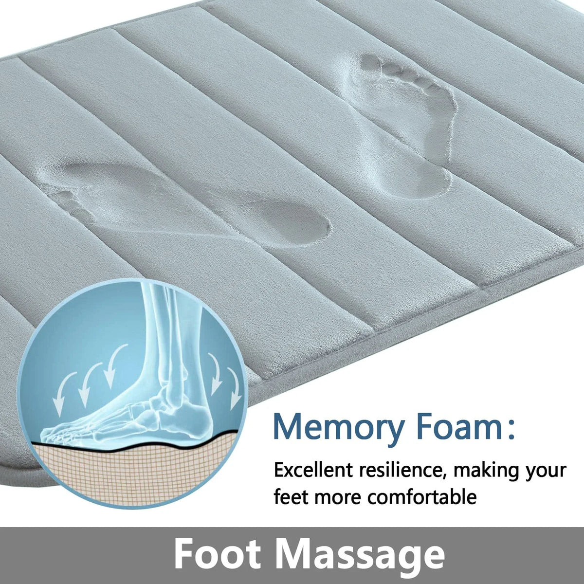 Memory Foam Bath Mat, Soft Cotton Bathroom Rug with Quick-Drying Absorbent Surface, Non-Slip Backing and Multiple Sizes - product view 3