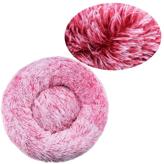 Plush Round Dog Bed, Non-Slip Waterproof Base, Machine-Washable Fiber Cushion, 40–90 cm Sizes for Dogs and Cats - product view 1