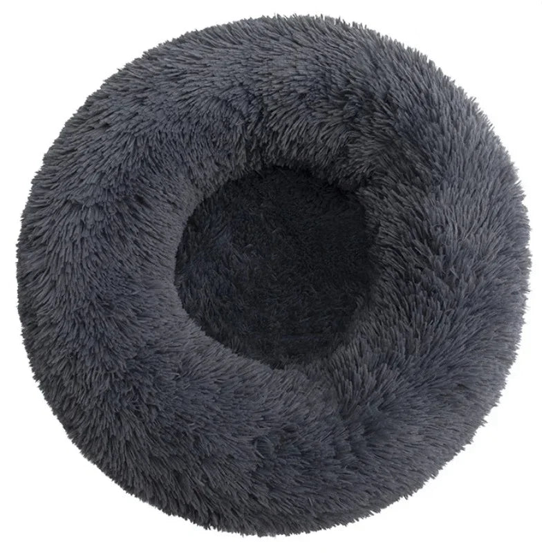 Plush Round Dog Bed, Non-Slip Waterproof Base, Machine-Washable Fiber Cushion, 40–90 cm Sizes for Dogs and Cats - product view 3