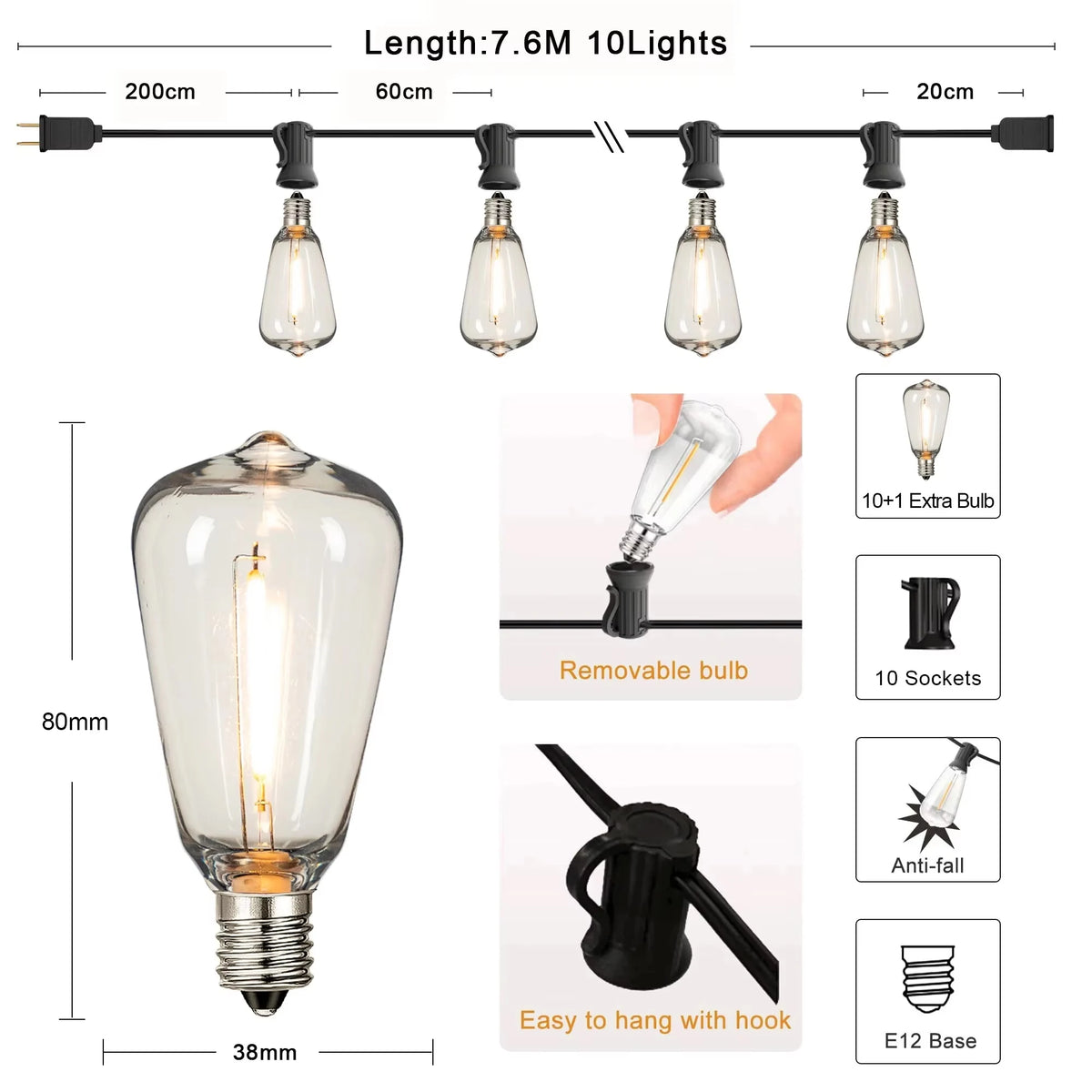 waterproof string lights - product view 1