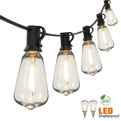 Outdoor String Lights, Waterproof Shatterproof ST38 LED Bulbs, Dimmable, Connectable 7.6–20 m EU Plug Patio Decor - product view 5