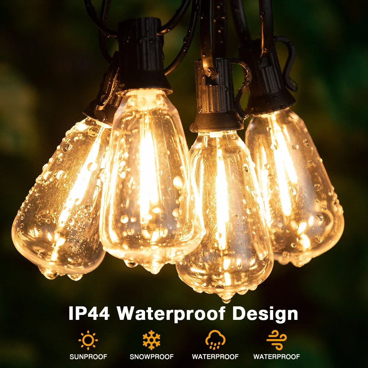 Outdoor String Lights, Waterproof Shatterproof ST38 LED Bulbs, Dimmable, Connectable 7.6–20 m EU Plug Patio Decor - product view 6