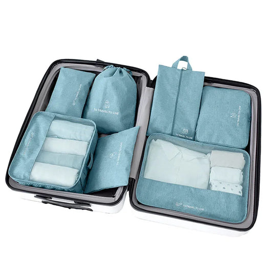 7-Piece Luggage Organizer Set, Travel Packing Bags for Clothes, Underwear, Socks and Shoes, Multiple Colors - product view 1