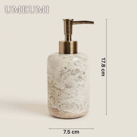 Grey Marble Stone Bathroom Set, Soap Bottle, Holder Cup and Soap Holder, Single Pieces or Three-Piece Set - product view 1