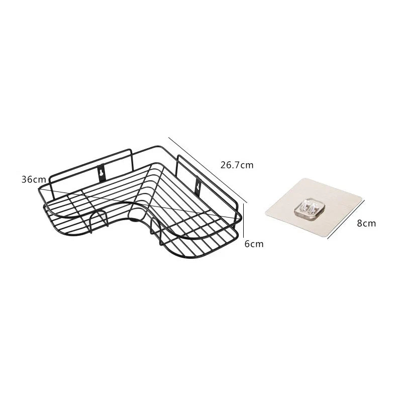 Stainless Steel Corner Shower Shelf, Adhesive Wall-Mounted Bathroom Caddy, 37 × 26.5 × 12 cm, Single-Shelf Storage Rack - product view 1