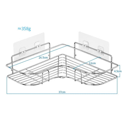 Stainless Steel Corner Shower Shelf, Adhesive Wall-Mounted Bathroom Caddy, 37 × 26.5 × 12 cm, Single-Shelf Storage Rack - product view 2