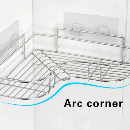 Stainless Steel Corner Shower Shelf, Adhesive Wall-Mounted Bathroom Caddy, 37 × 26.5 × 12 cm, Single-Shelf Storage Rack - product view 5