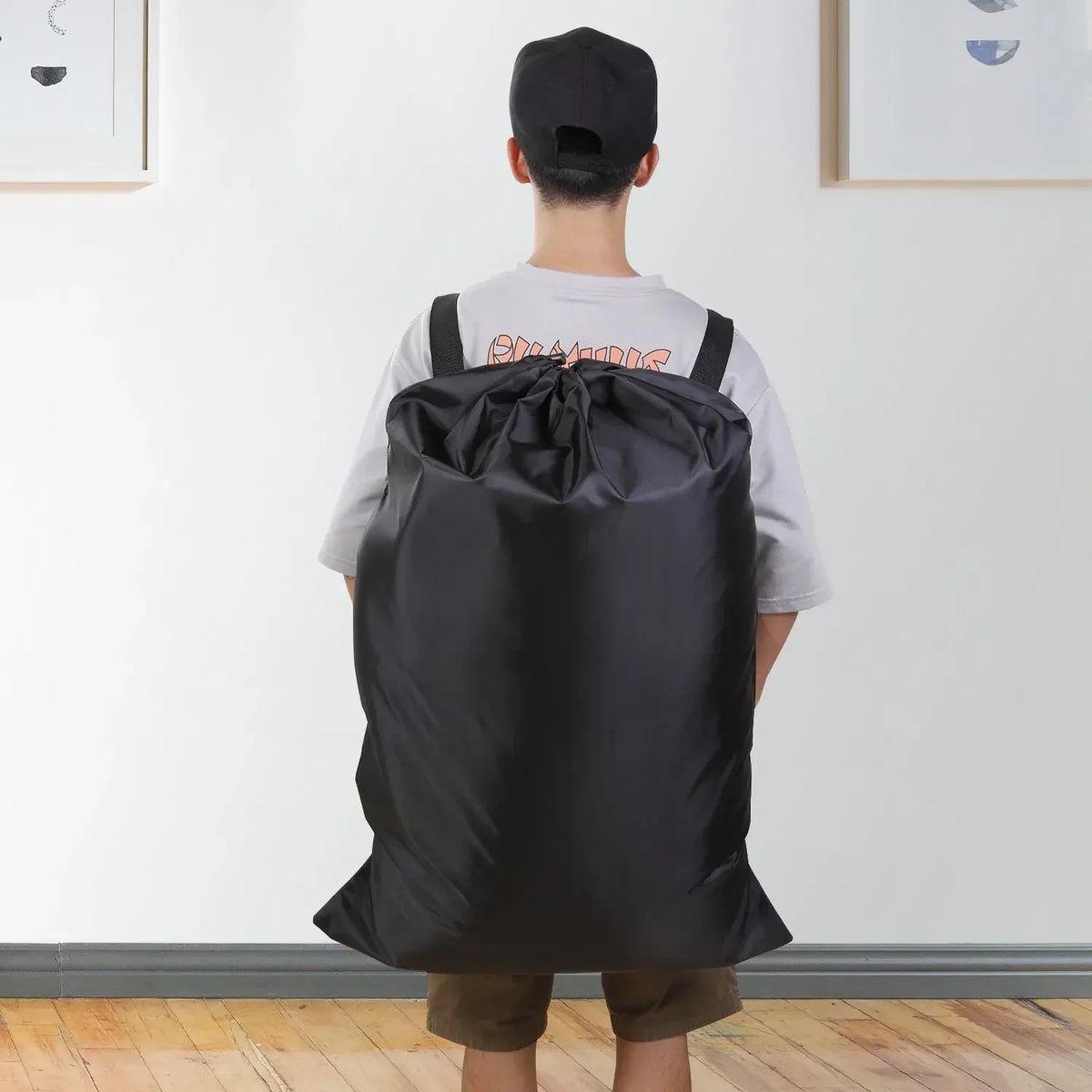 Oversized Waterproof Travel Bag, Heavy-Duty Polyester Laundry and Clothing Storage Duffle, 61x92cm, Black for Camping - product view 3