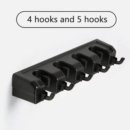 Broom Wall Holder, Multi-Position Mop Organizer, Plastic Bolt-In Rack, 36 lb Capacity for Laundry Room, Kitchen and Garage - product view 2