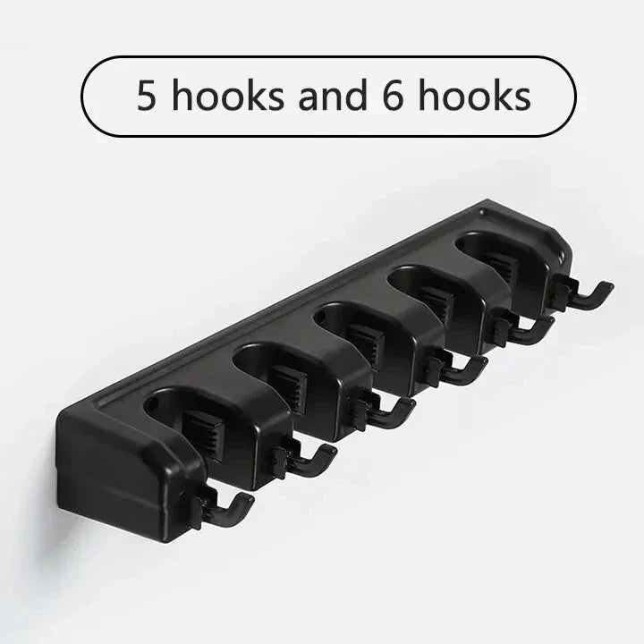 Broom Wall Holder, Multi-Position Mop Organizer, Plastic Bolt-In Rack, 36 lb Capacity for Laundry Room, Kitchen and Garage - product view 4