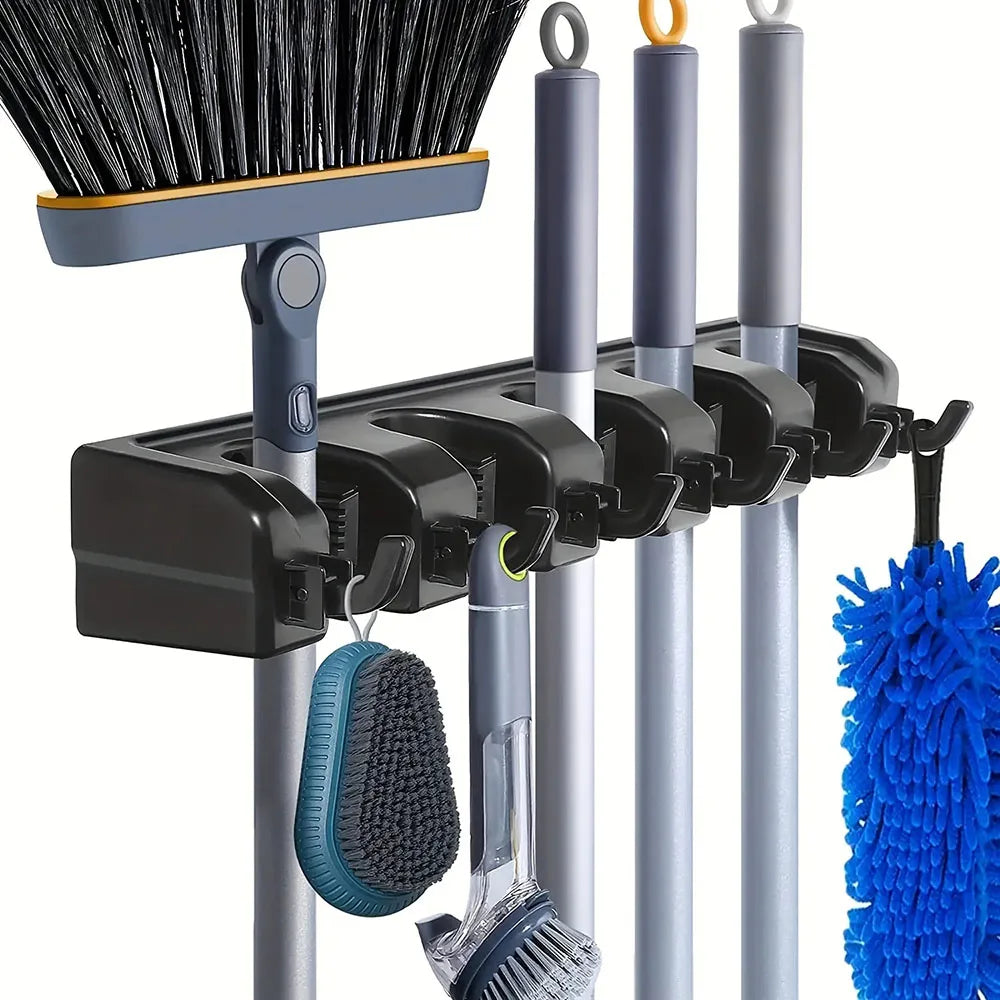 Broom Wall Holder, Multi-Position Mop Organizer, Plastic Bolt-In Rack, 36 lb Capacity for Laundry Room, Kitchen and Garage - product view 5