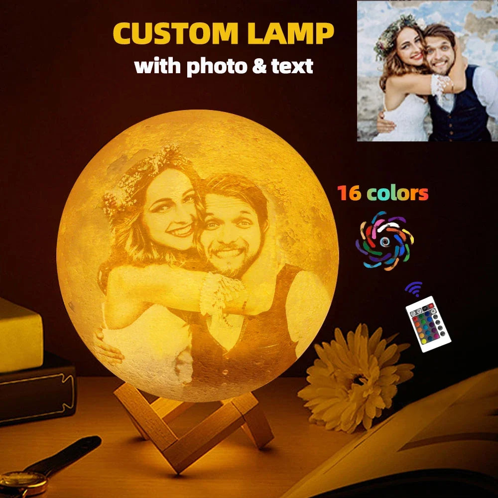 Personalized 3D Moon Lamp, Custom Photo and Text LED Night Light with Rechargeable Battery, 5V Power and Color Options - product view 5