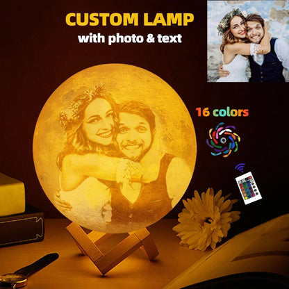 Personalized 3D Moon Lamp, Custom Photo and Text LED Night Light with Rechargeable Battery, 5V Power and Color Options - product view 5